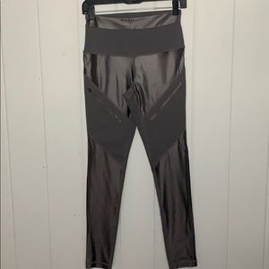 Zella high waisted taupe satin zipper leggings